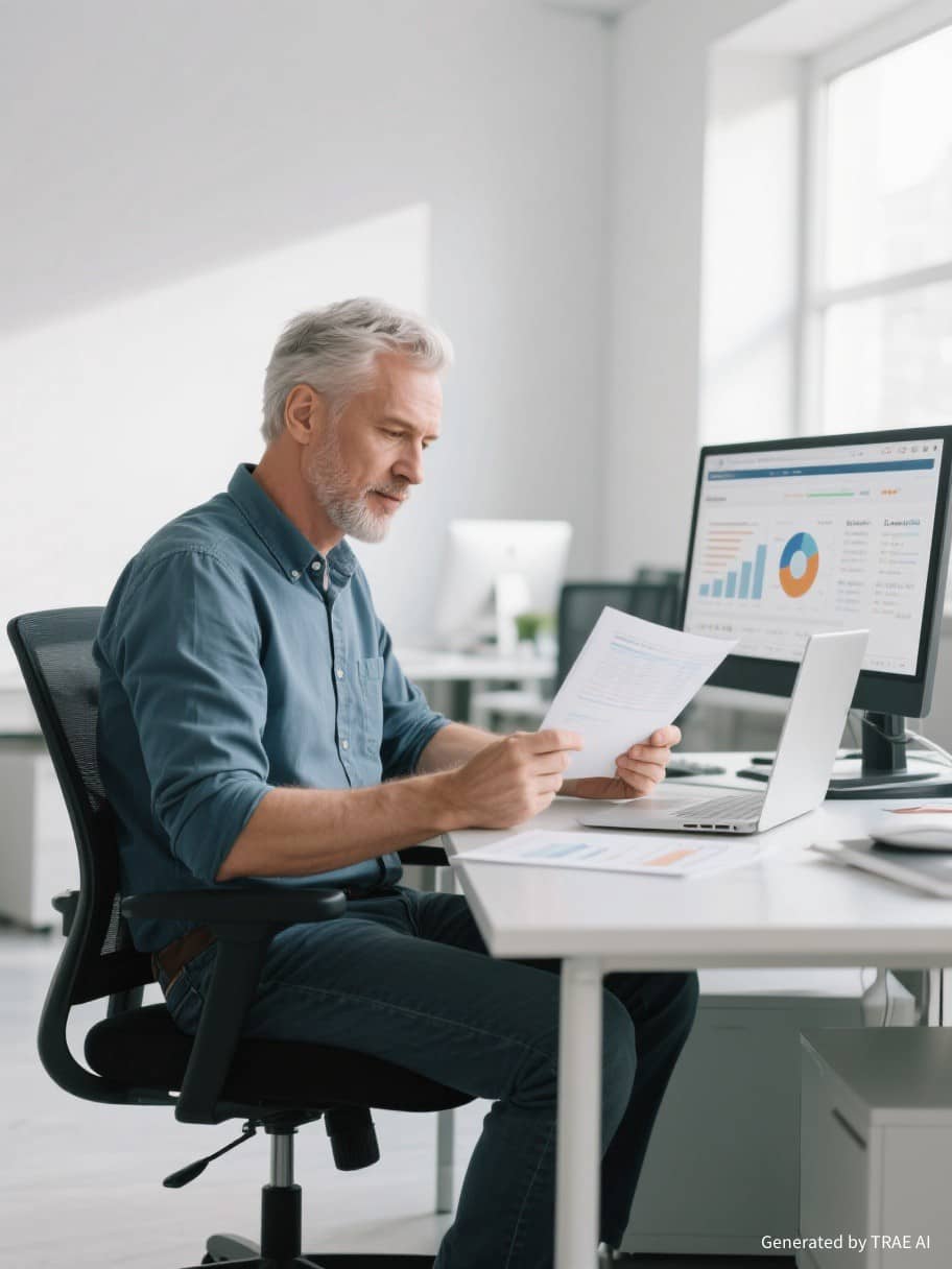 SEO strategist reviewing performance reports